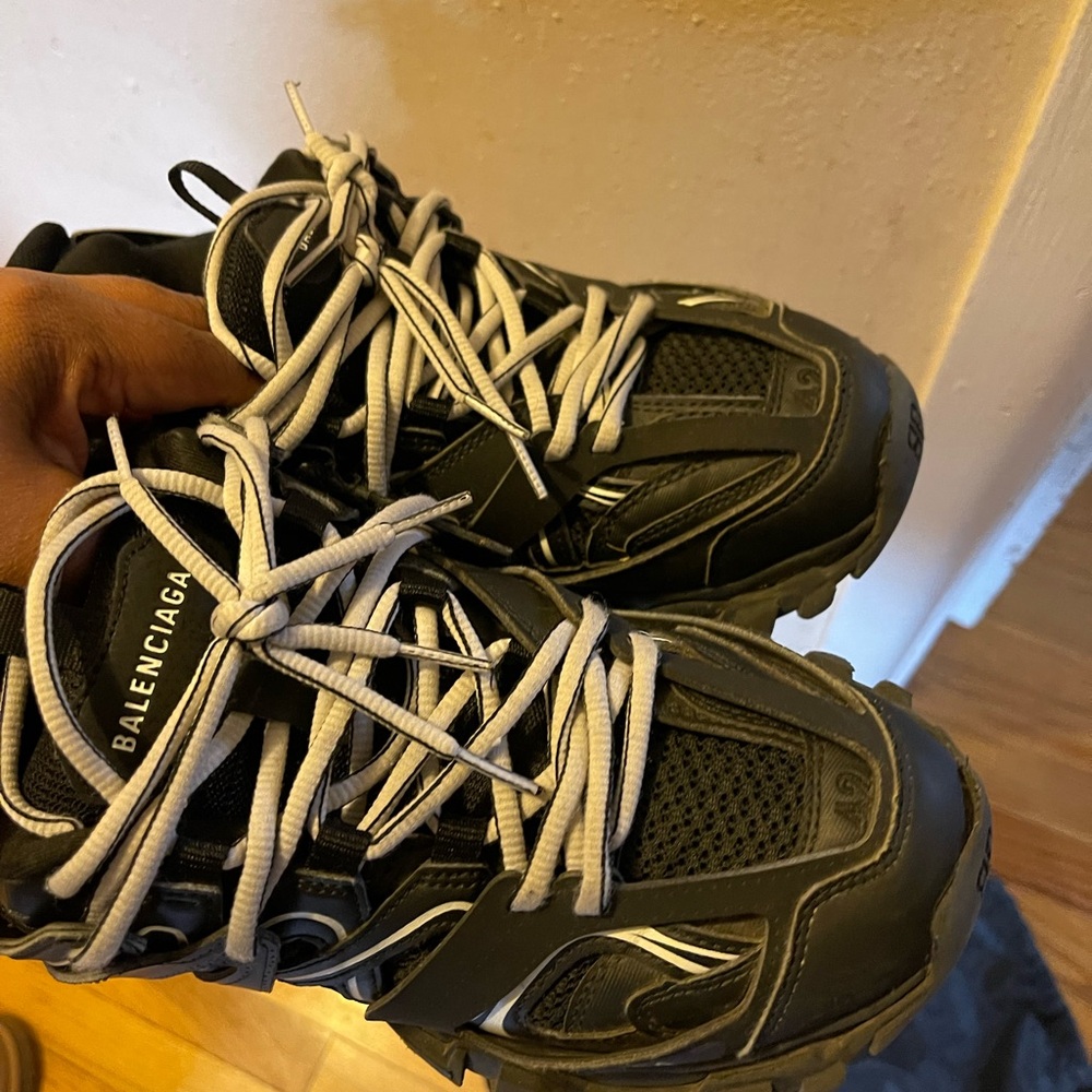 Balenciaga Men's Black and White Athletic Shoes